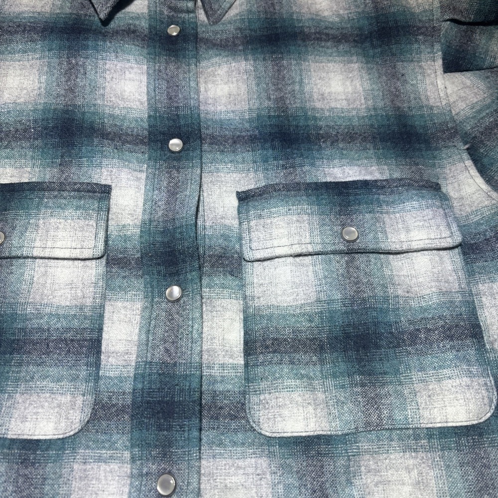 Isabel Etoile Marant Blue Pearl Snap Flannel Plaid Shirt Sz 44 Women Oversize - Picture 2 of 7